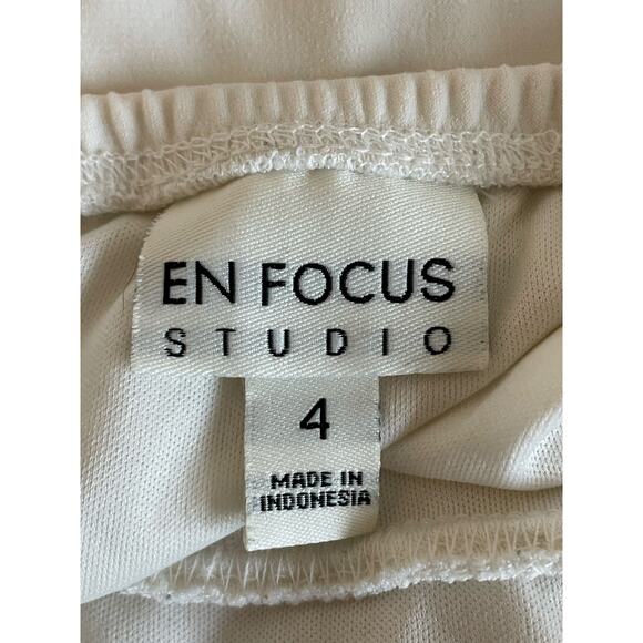 En Focus Studio White Sleeveless‎ Lace Panel Sheath Dress Size 4 Bridal Cocktail - Picture 5 of 12